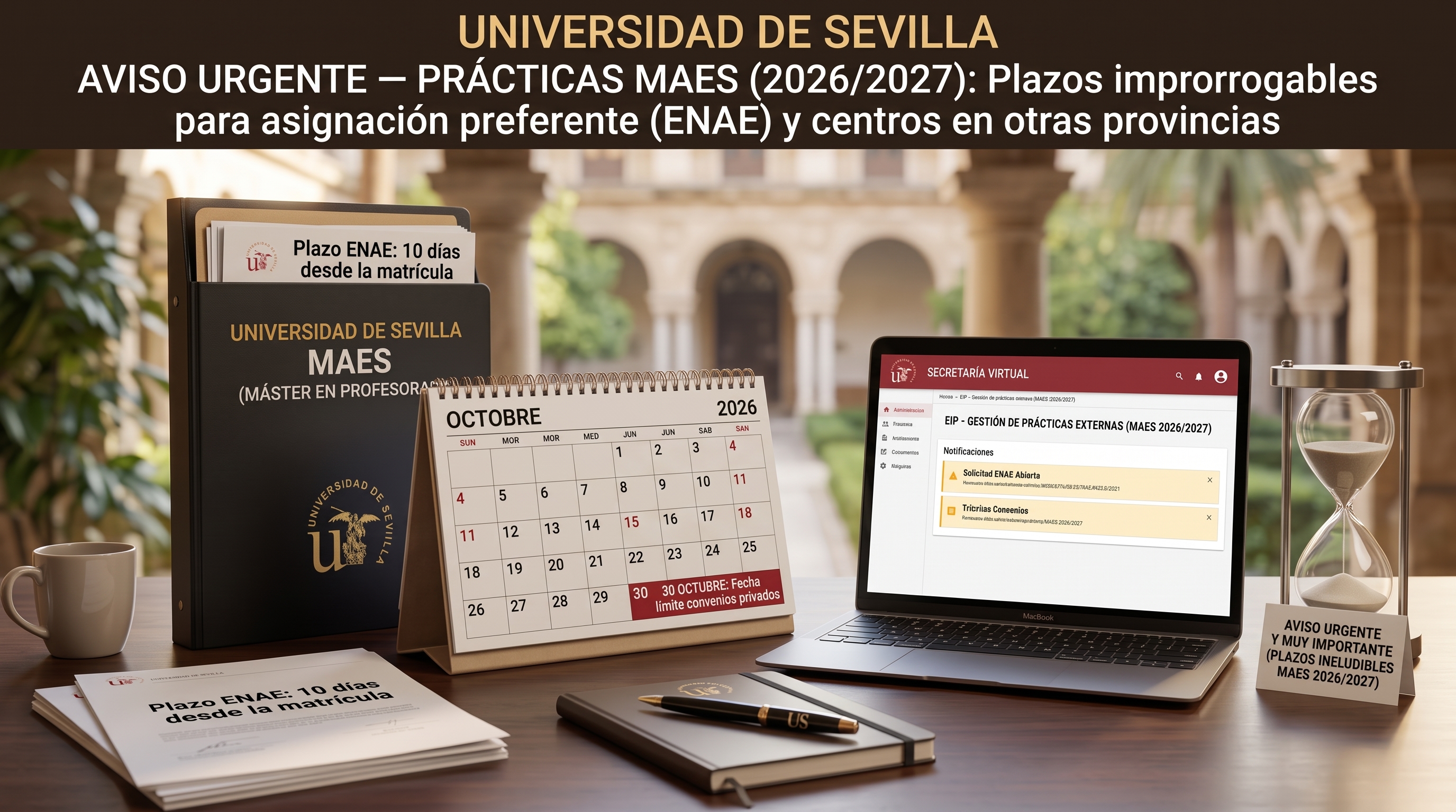 AVISO URGENTE — PRÁCTICAS MAES (2026/2027): Plazos improrrogables para asignación preferente (ENAE) y centros en otras provincias